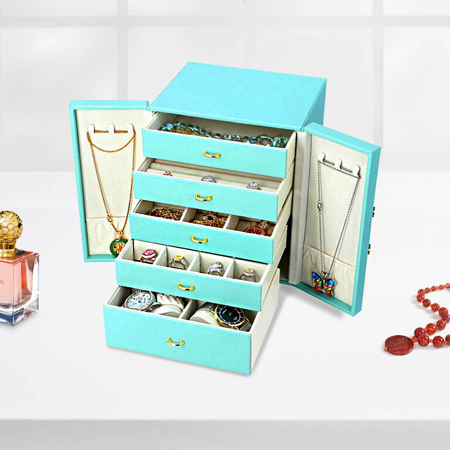 Five-Layer Jewellery Wardrobe (Size 20x18.3x24cm) in  Ice Green