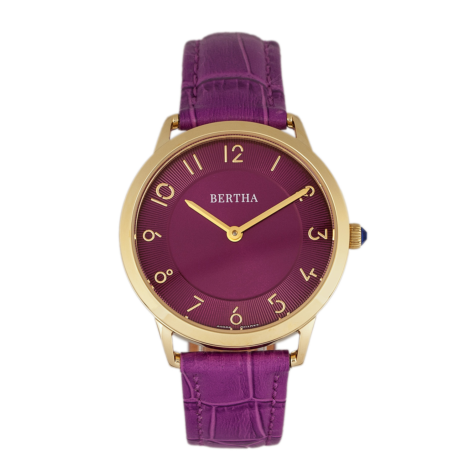 Bertha Abby Womens Watch in Blue Genuine Leather Strap