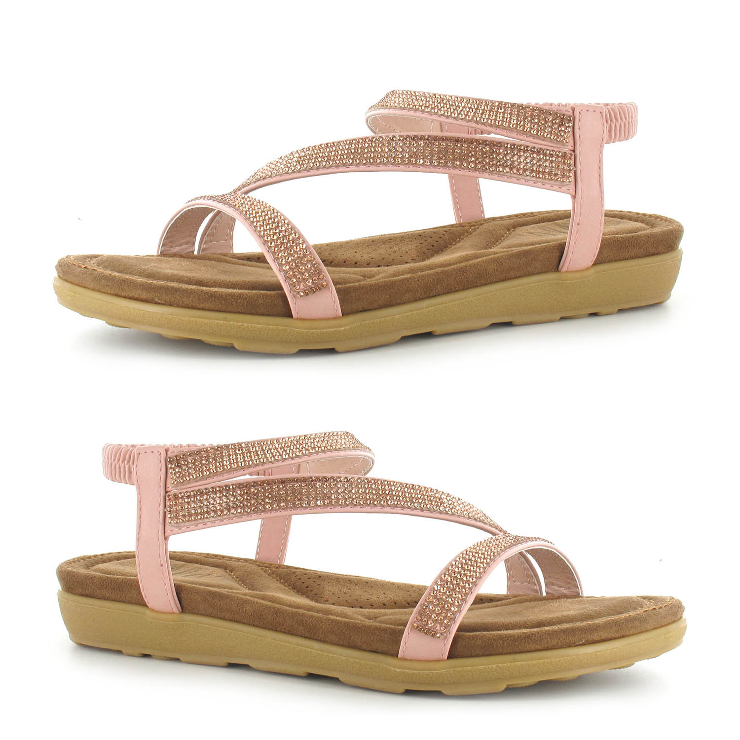 Ella Sandals - Joanna Pink Elasticated Sling Back and Open Toe