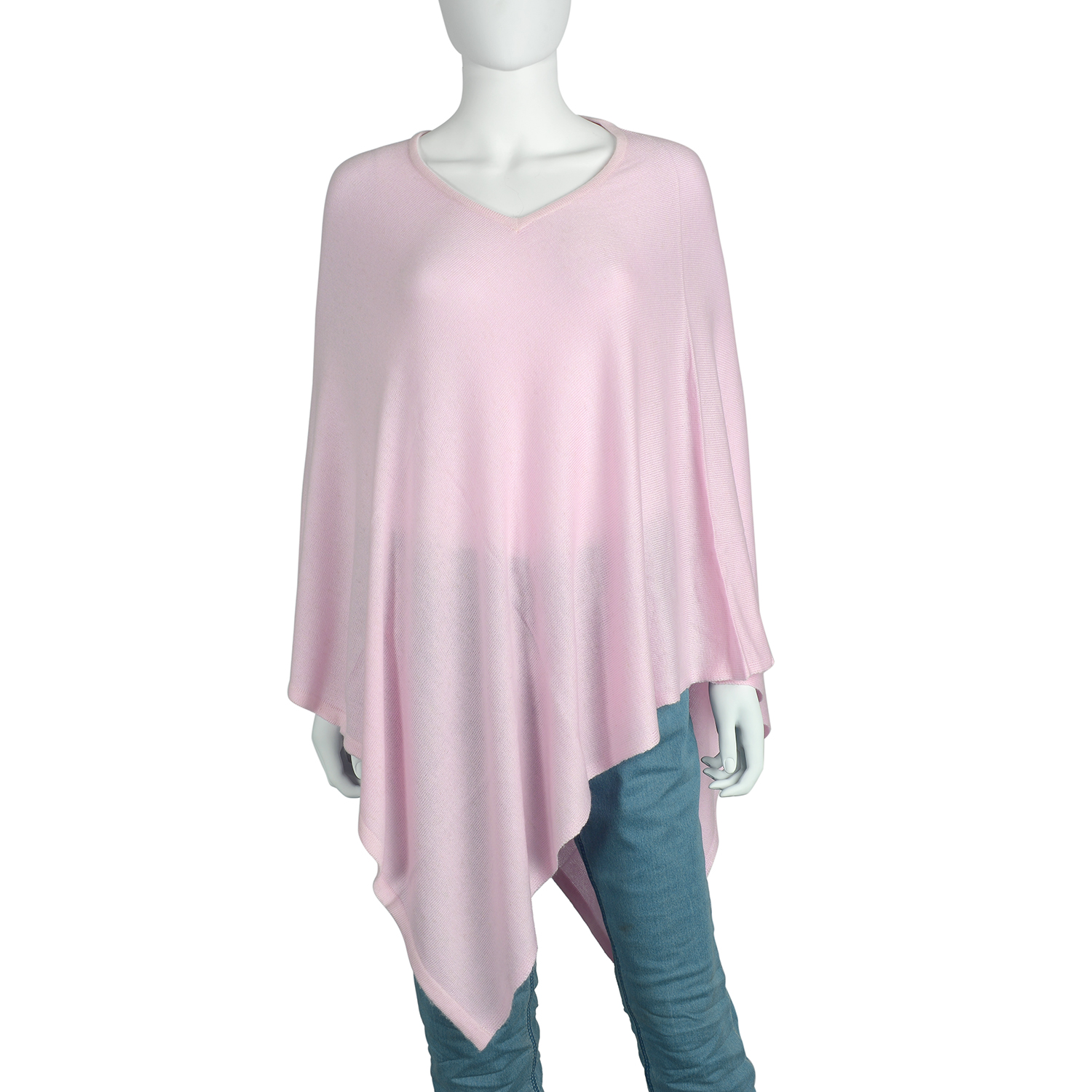 Limited Available - 100% Cashmere Wool Poncho - Baby Pink Colour (Free Size/70x70Cm)