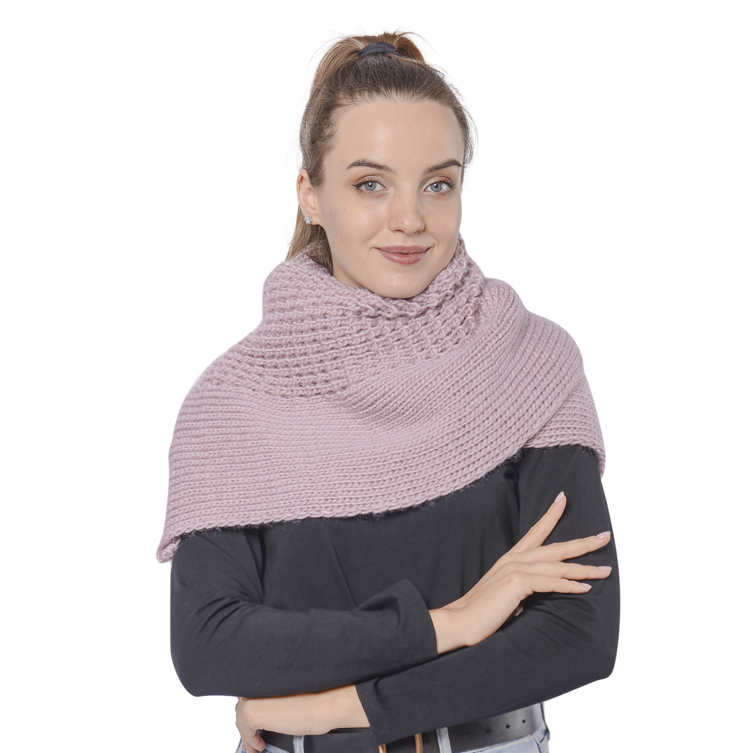 Solid Dusty Pink Infinity Knit Scarf (Size 32x70cm)