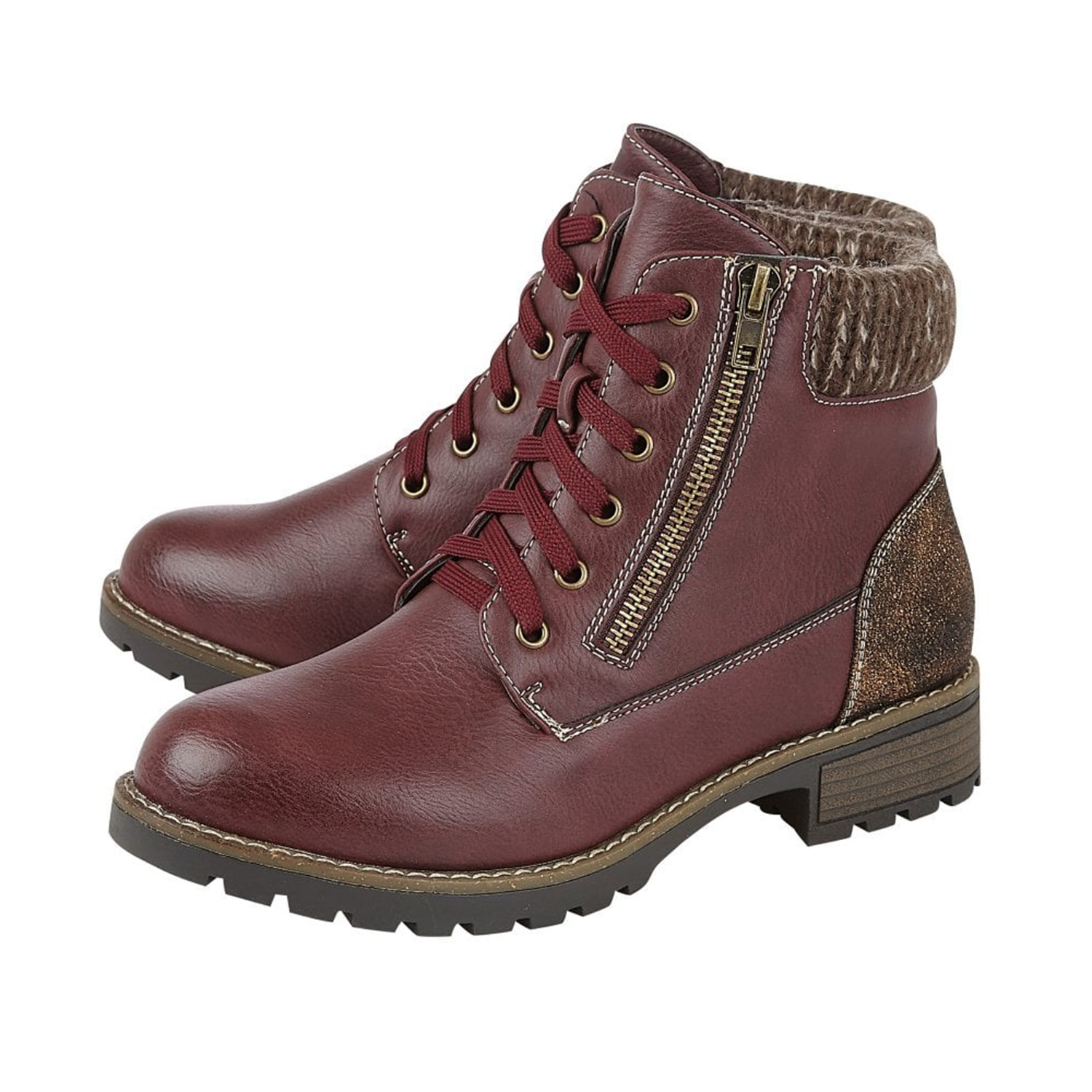 Lotus Emmeline Lace-Up Ankle Boots  Burgundy