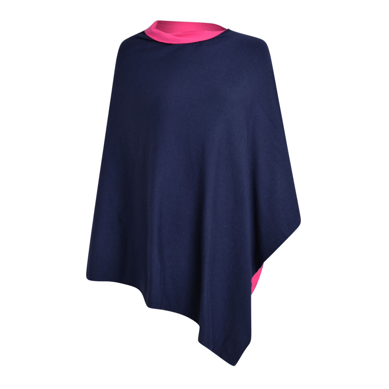 Kris Ana Contrast Navy and Fuschia Poncho (60x75cm)