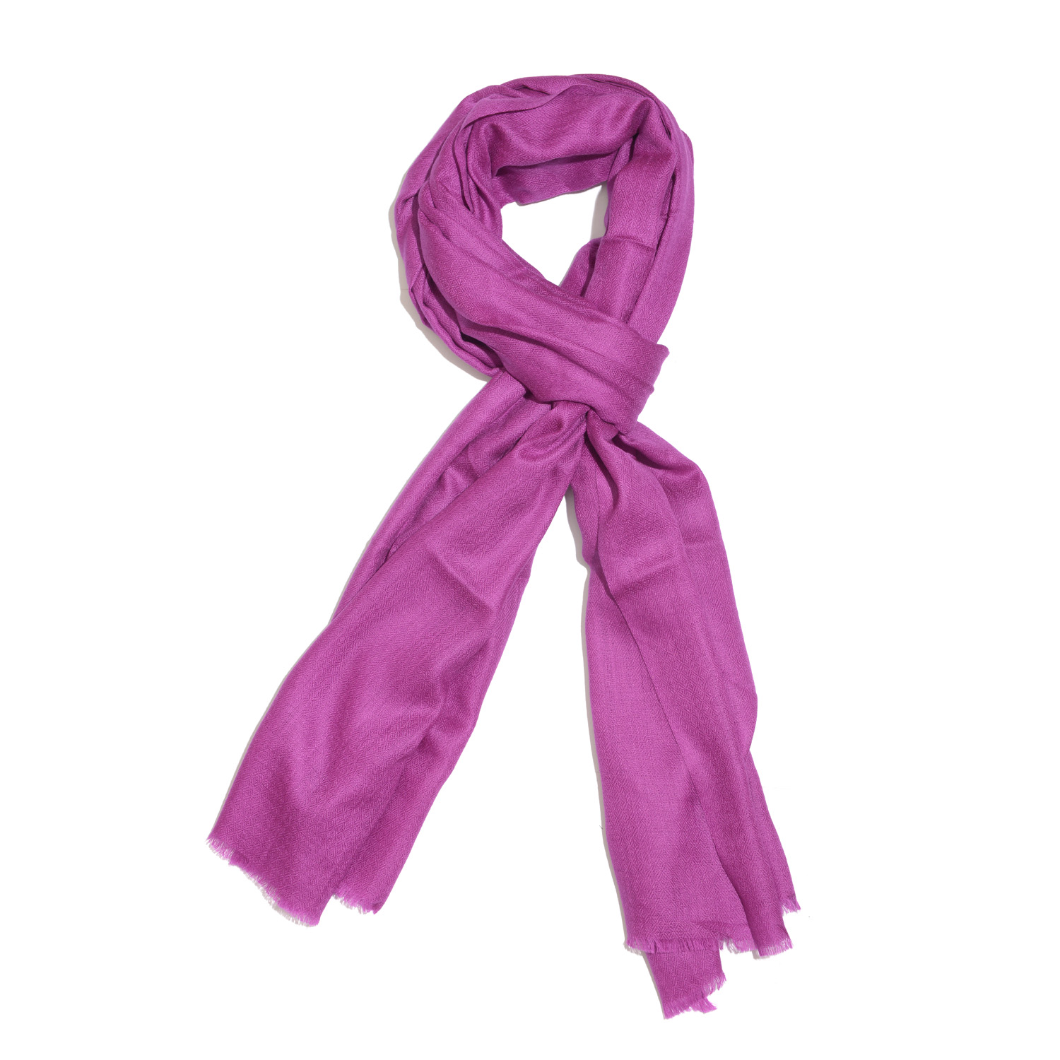 Super Soft - Cashmere Wool Fuchsia Color Shawl with Fringes